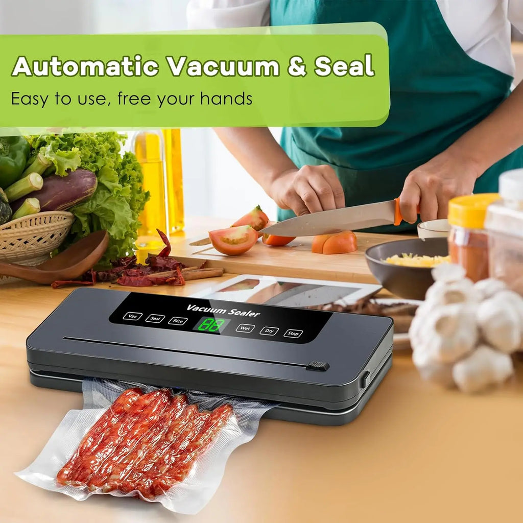 Vacuum Sealer,Automatic Food Vacuum Sealer,5 modes,with 10 sealing pockets and built-in cutter for sealing of wet and dry food