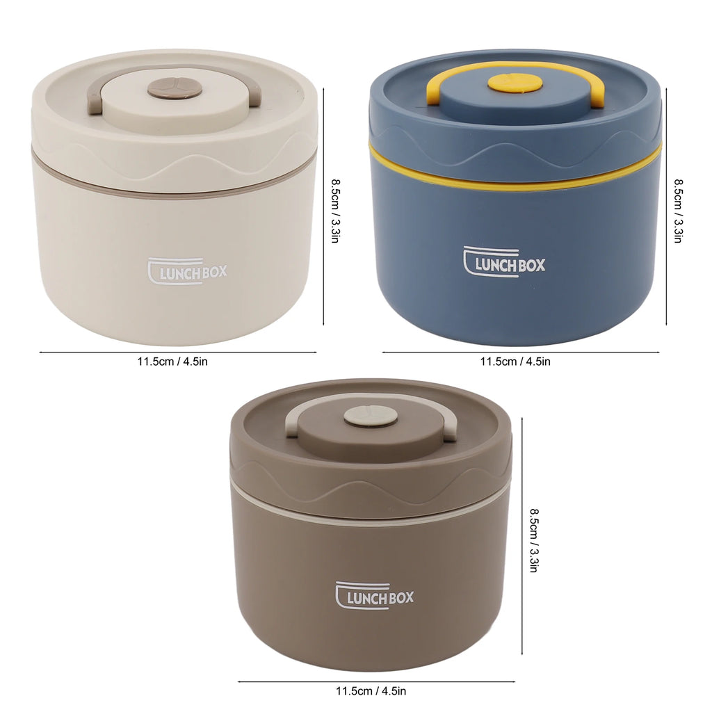 550ml Stainless Steel Insulated Bento Lunch Box Stackable 2 Tier Round Bento Lunch Box Stainless Steel Leakproof Food Container