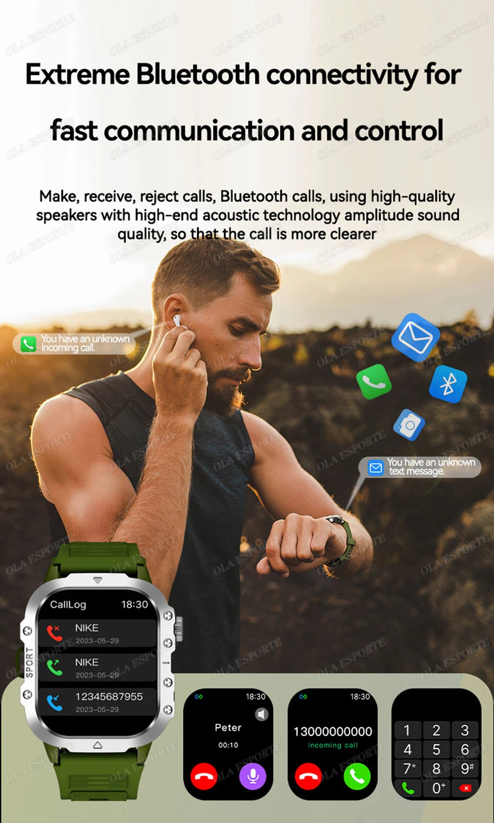 2026 Military SmartWatch Men IP68 5ATM Outdoor Sports Fitness Tracker Waterproof GPS Monitoring 1.96Inch BT Call For Android IOS