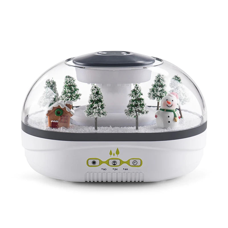 Snowman Landscape Aroma Humidifier with Colorful Light Essential Oil Diffuser Ultrasonic Raindrop Air Humidifier for Home Office