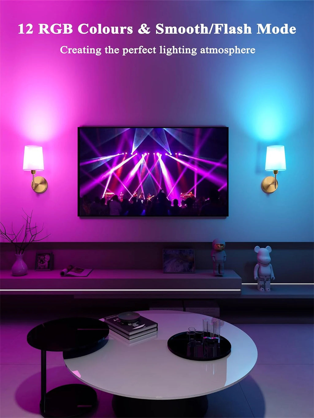 Wiring Free Rechargeable Wall Lamp 4000Mah Dimmable 15 Colors Detachable Bulb Remote Control for Bedroom Living Room Lighting
