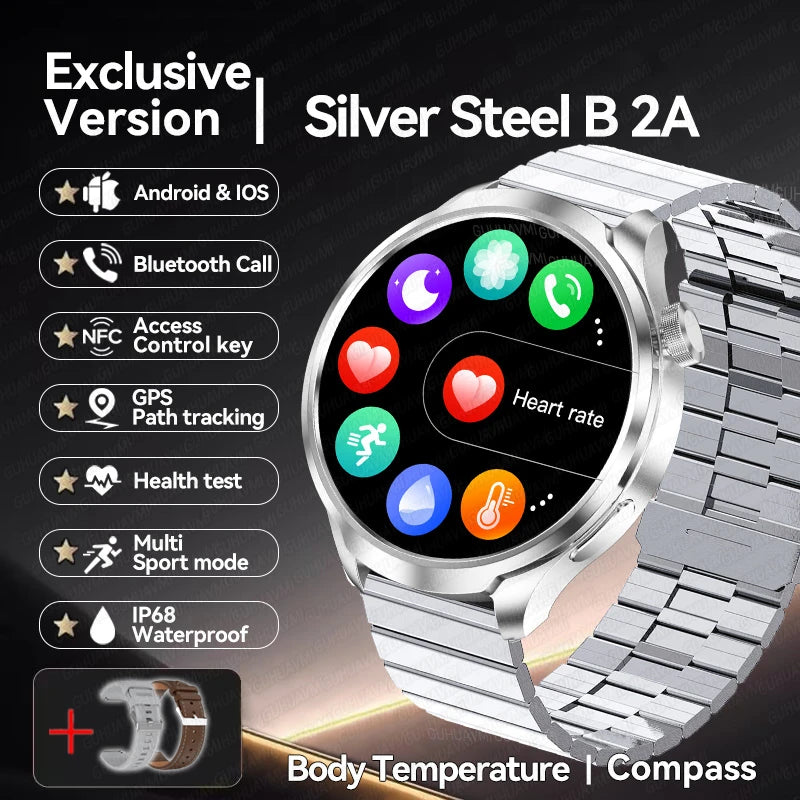 1.85-inch HD Sapphire Glass Smart Watch Men's GPS Movement Track NFC Bluetooth Call  Lingdong Island Health Detection Smartwatch