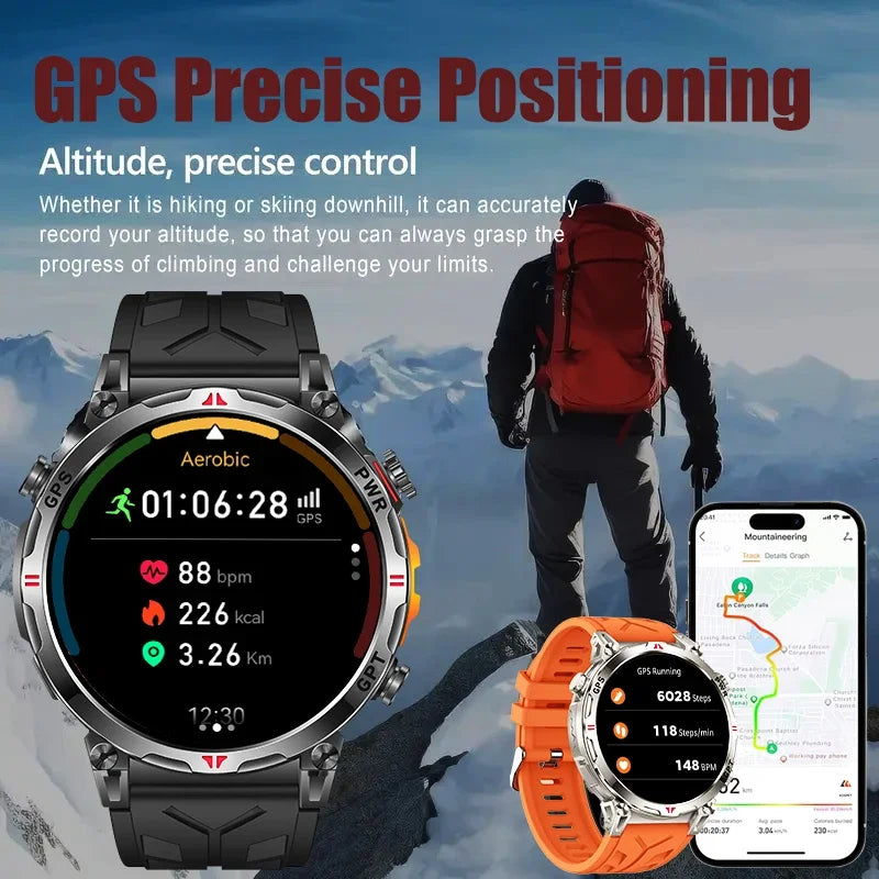 2025 New Professional GPS Sports Smart Watch Outdoor RIDE Run GPS track Swim Watchs Compass Altimeter 5ATM Sports Bracelets Men