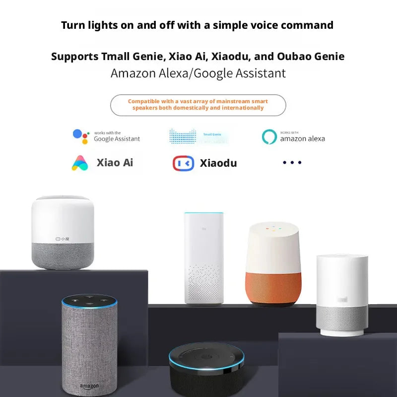 Tuya Smart Life WiFi Smart Touch Switch Tempered Glass Panel WiFi Bluetooth Dual Mode+RF433 Alexa/Google Home Voice Control