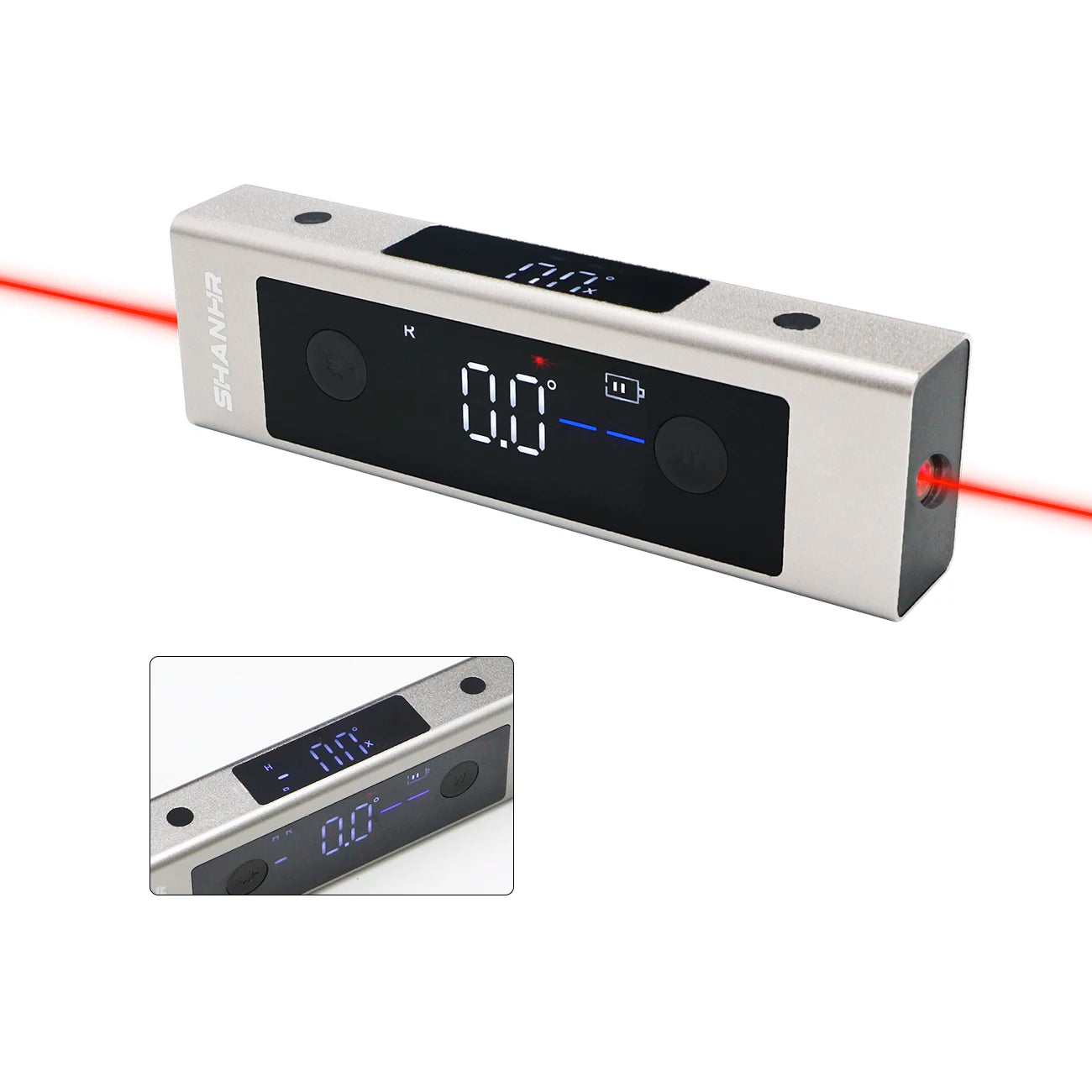 SHANHR 2 In 1 Laser Level Ruler Type-C Double Laser Angle Ruler Protractor Digital Inclinometer Measure Tool Protractor