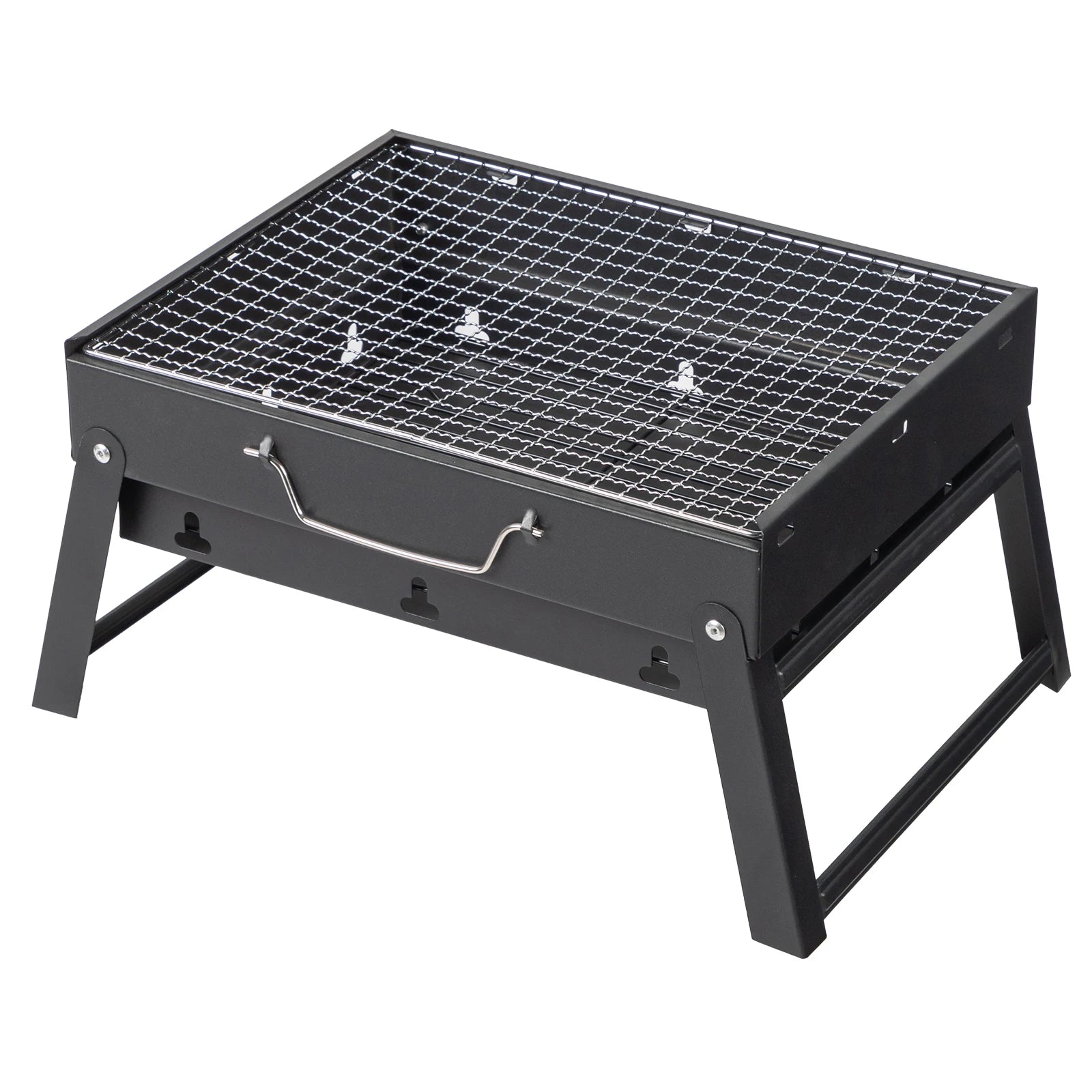 Portable Foldable Charcoal Grill | 38cm Compact Design | Light Steel Material Easy to Install | Equipped with Removable Ash Collector, Fast Heat Dissipation | Suitable for Camping, Picnicking, Beach, Backyard, and Small Group