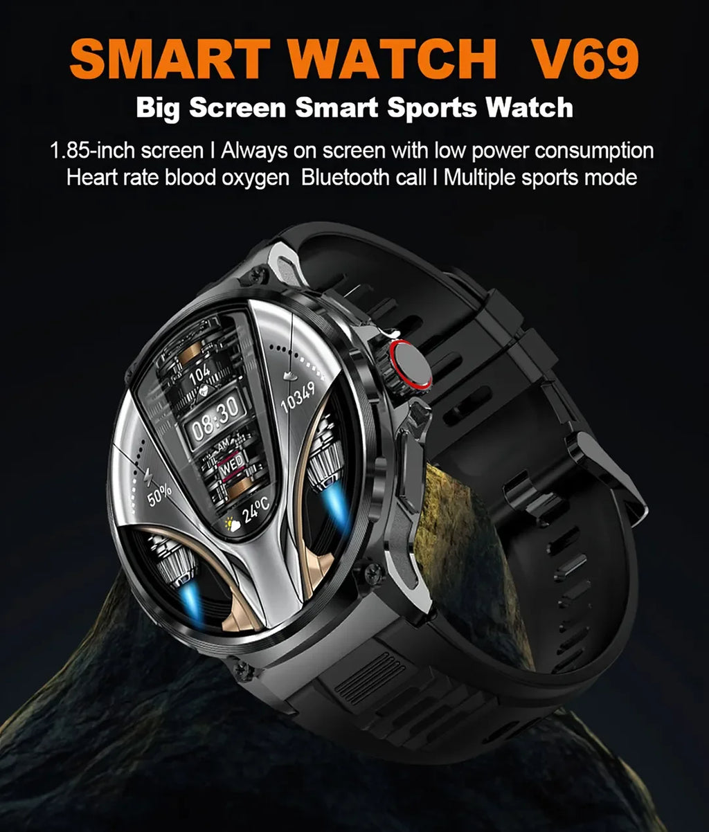 710mAh Bluetooth Call Smart Watch Men Sports Fitness Watches 1.85"HD Health Monitor Waterproof Smartwatch Men For Holiday Gifts