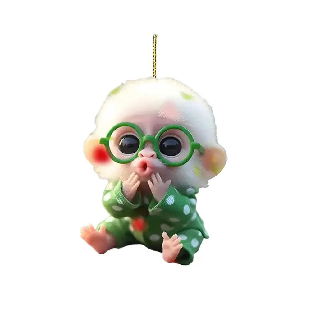 2D Acrylic Monkey Pendant Personalized Decor Pendant Christmas Monkey Pendant Acrylic Ornament For Car Cartoon Xmas Tree Decor