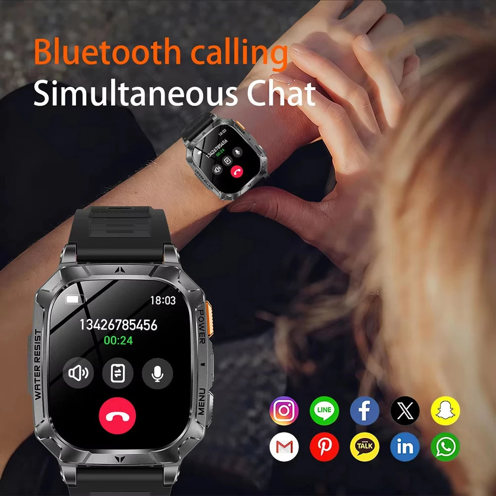 Upgrade 1400 mAh Battery Military Grade Smart Watch Men IP68 Waterproof 100+ Sports Modes Bluetooth Call AMOLED HD Smartwatches