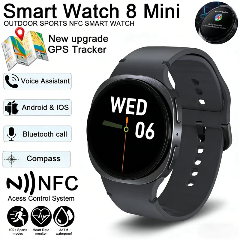 New Smart Watch 8 GPS Track Smart Watches Men Sports Heart Rate Wireless Call NFC IP68 Waterproof Compass Men Smartwatch 8 Mini