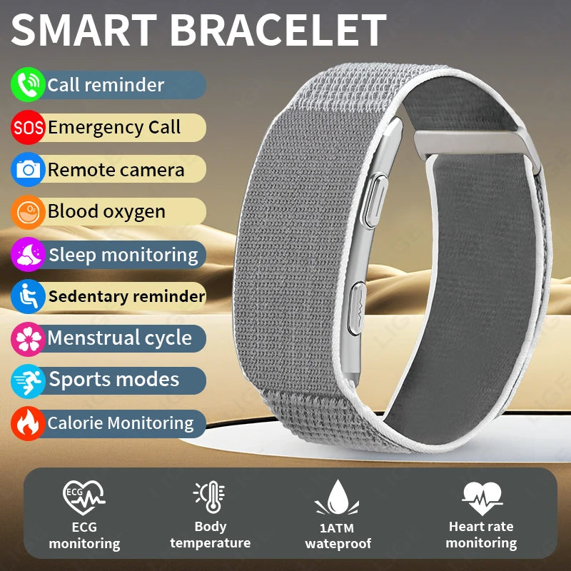 LIGE ECG+PPG Smart Bracelet Men Women Uric Acid Body Fat Body Temperature BP Five Organ Health Smartwatch Sports Fitness Band