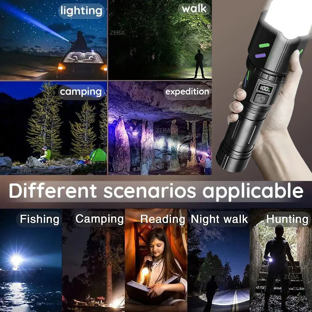 Ultra Powerful Windproof Fire Starting Flashlight Rechargeable High Power Torch Focused Light Source Can Light A Flame Lantern