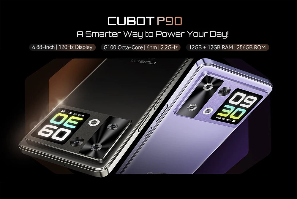 [Ship From UK] Cubot P90 Android 15 Smartphone 24GB(12+12) RAM 256GB ROM 6.88" 120Hz 64MP+16MP 5100mAh NFC Cellphones