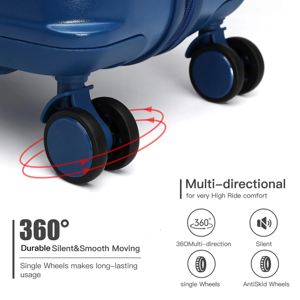 British Traveller Lightweight Hard Shell Suitcase ABS+PC, 20/24/28 inches, 4 spinner wheels with combination lock