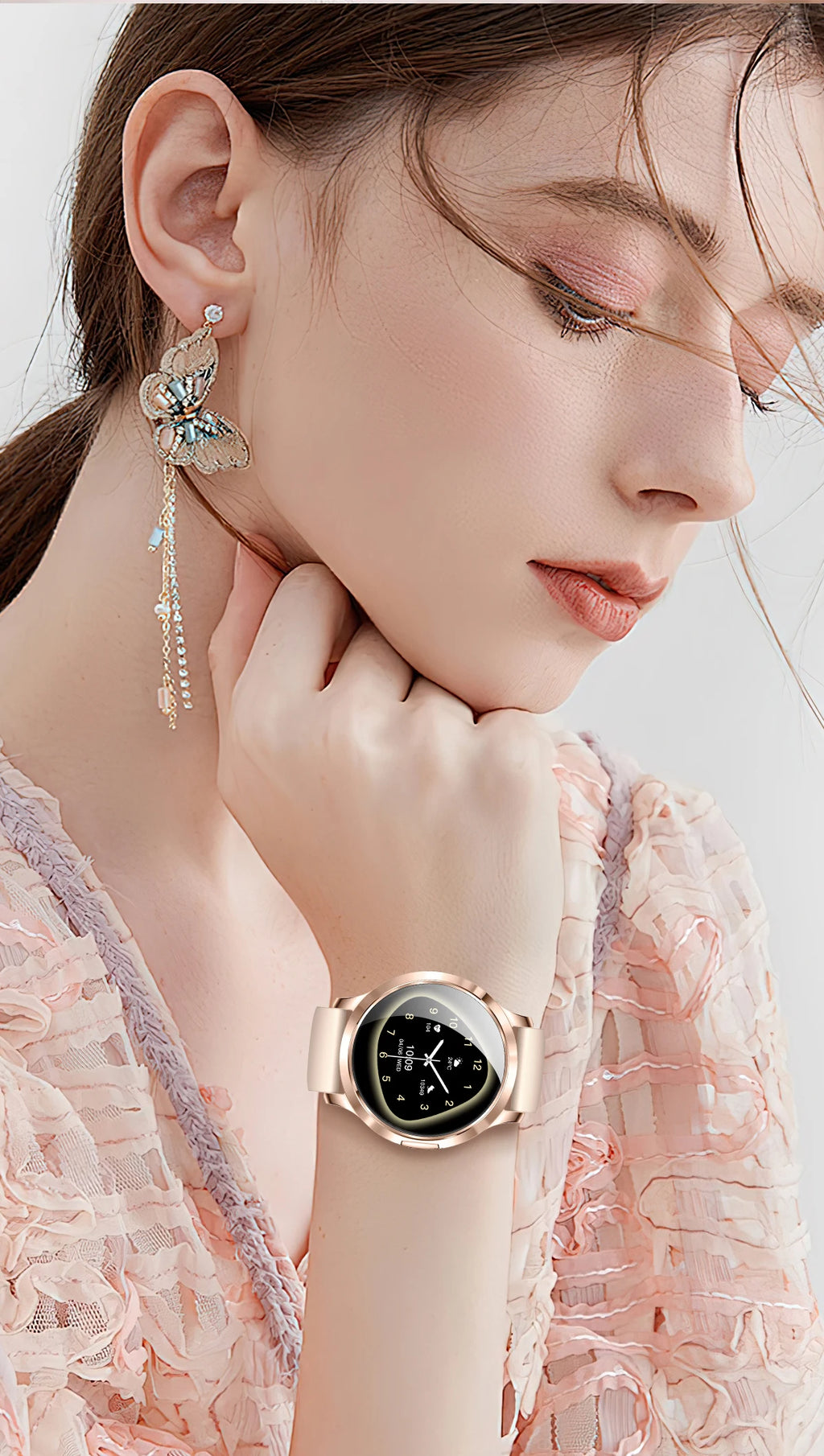 New Women Smart Watch 1.32"AMOLED Full Touch Screen Bluetooth Call Blood Pressure IP68 Waterproof NFC 7.3mm Ultra-thin bracelet
