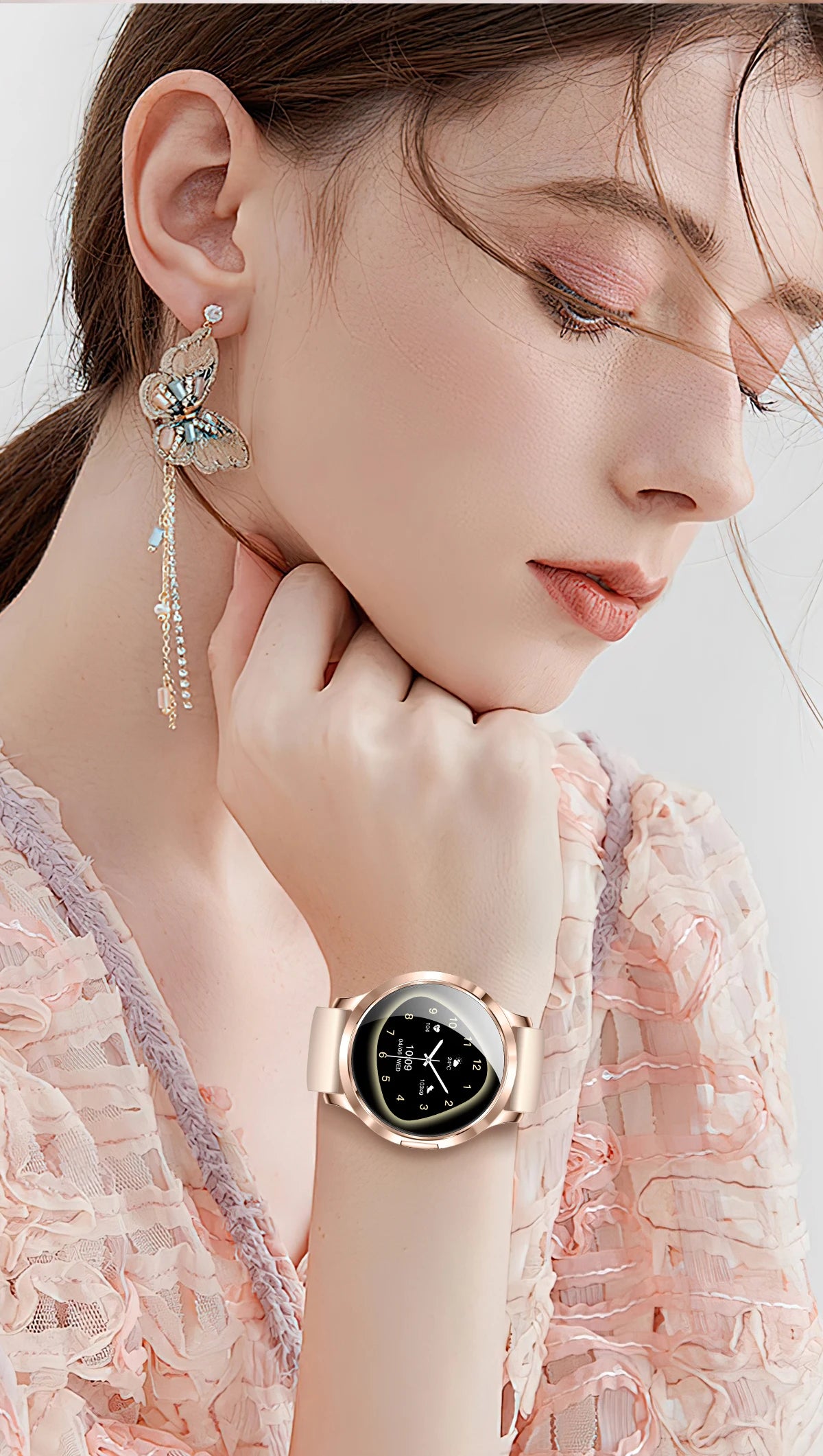 New Women Smart Watch 1.32"AMOLED Full Touch Screen Bluetooth Call Blood Pressure IP68 Waterproof NFC 7.3mm Ultra-thin bracelet