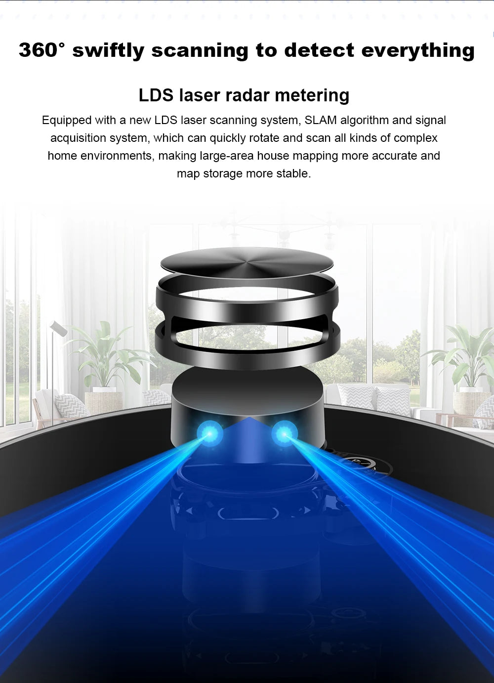 Robot Vacuum Cleaner Liectroux/Lilin X6, LDS Lidar Laser System,6500Pa,Multi-Floor Maps,Y Shape Wet Mop,Multilingual Voice