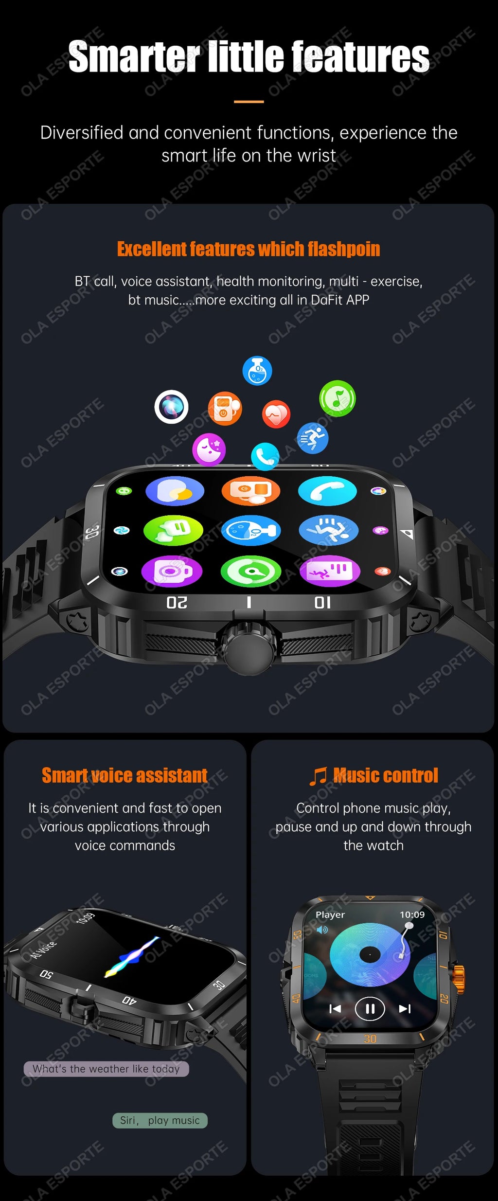 2025 Outdoor Military Watch 1.96" Smartwatch Men Bluetooth Calls Health Monitoring Smart Watch Sport Fitness Watches For Android