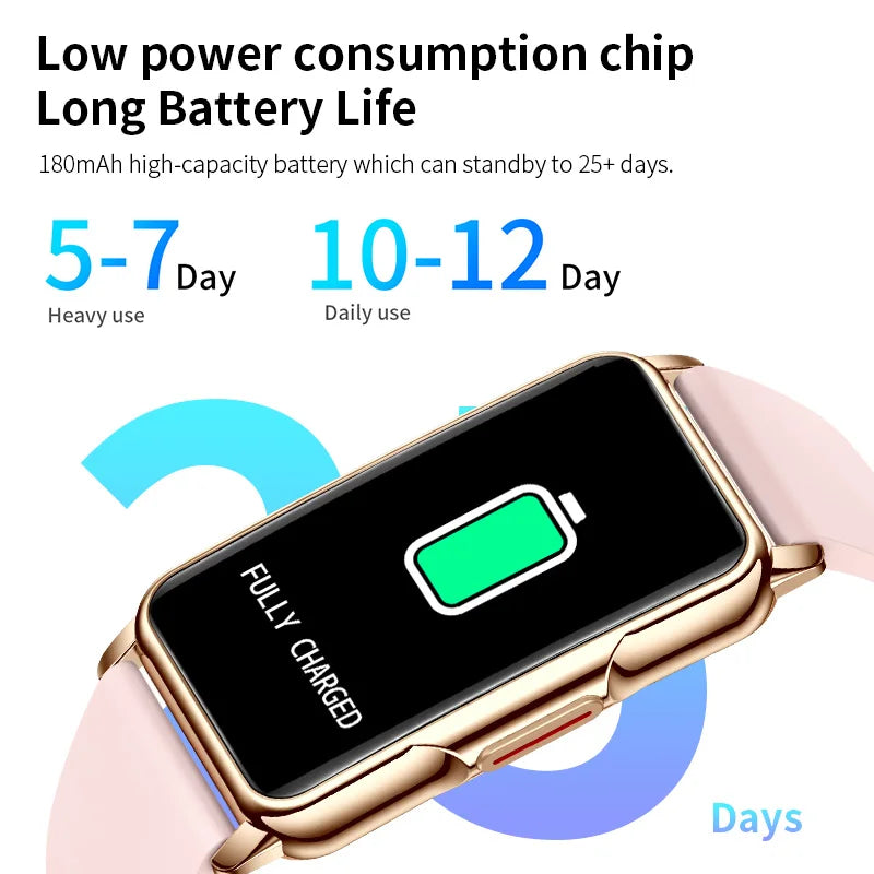Smart Bracelet Women Smartwatch Men Heart Rate Blood Oxygen Waterproof Sport Fitness Smart Band Watch Call Reminder Ladies+Gift