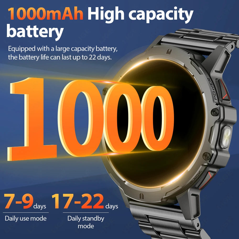LIGE 2025 Military Grade 1000mAh Battery Smart Watch Men 3ATM Waterproof Bluetooth Call Men Sports Health Monitoring Smartwatch
