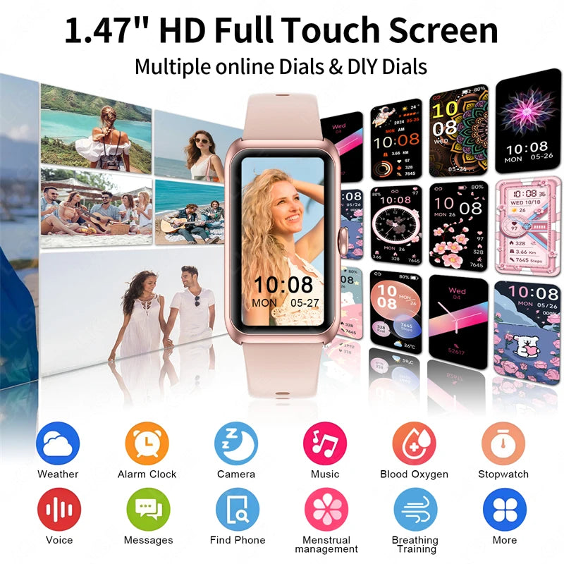 2025 New Smartwatch 1.47-inch Blood Oxygen Heart Rate Sleep Health Monitoring Information Push Multi Sports Band Watch Bracelet