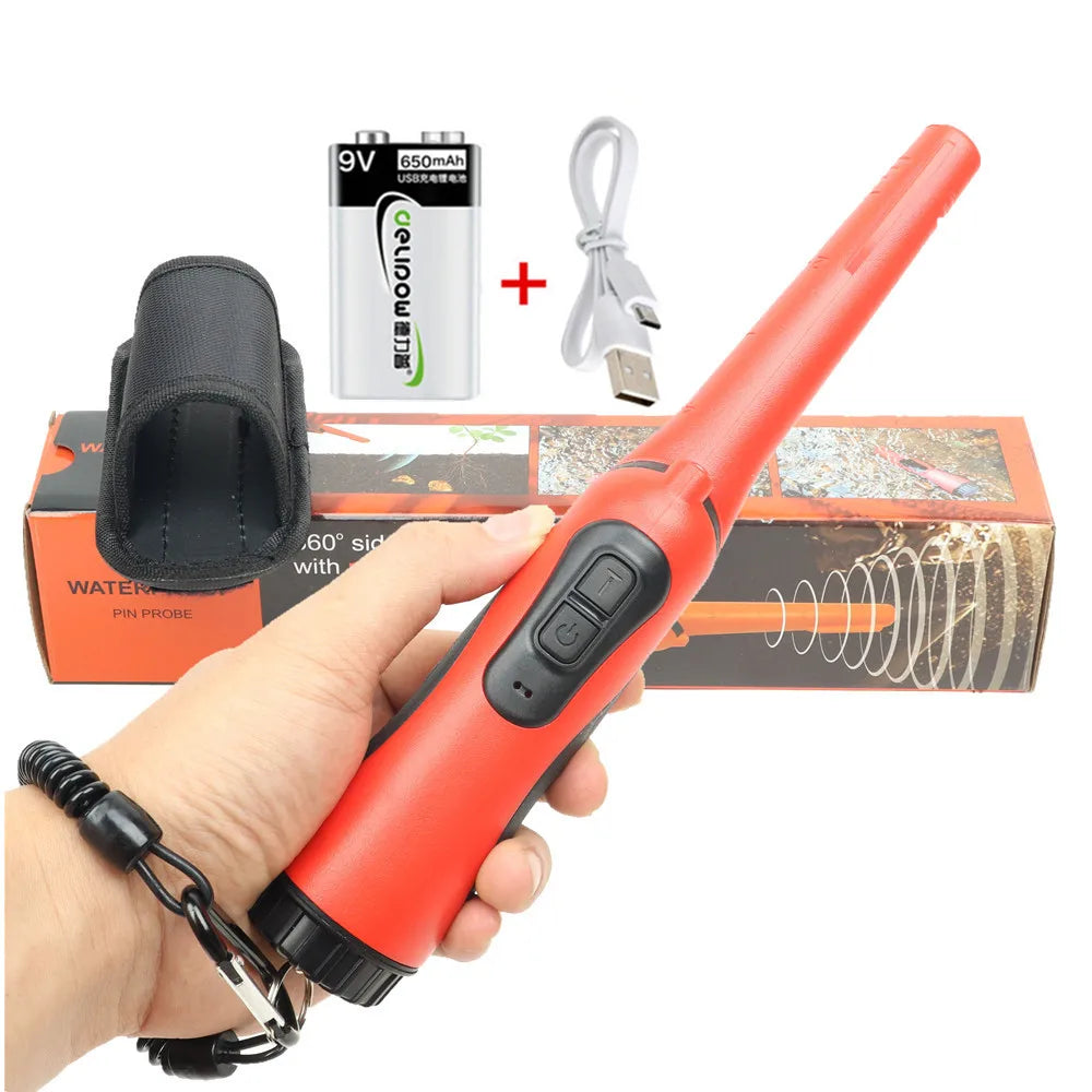 Fully Body Waterproof Handheld Metal Detector Underwater Pin Pointer Three Mode With Portable LED Light Black Orange Red RZX-520