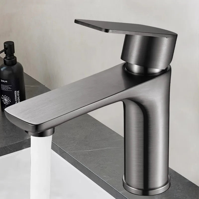 Black Basin Faucet Thickened Stainless Steel Bathroom Hot and Cold Mixer Faucets Vanity Bathroom Sink Faucets