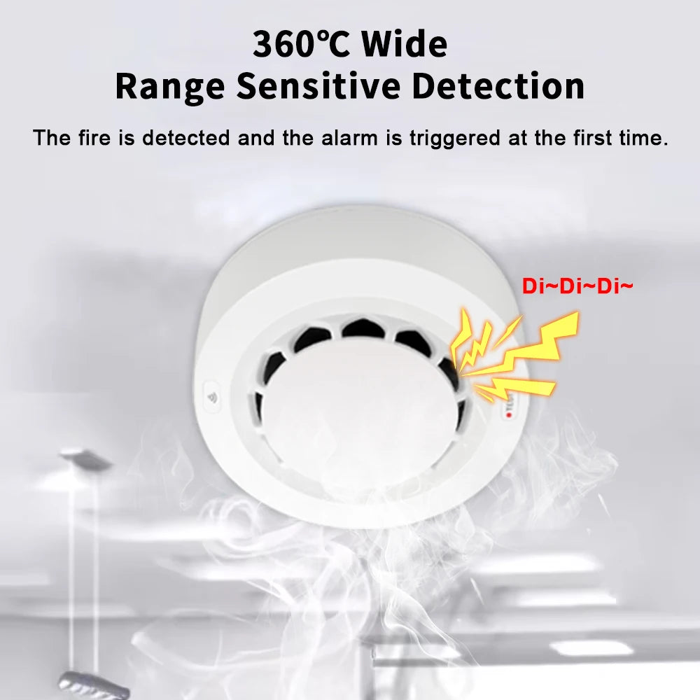 WiFi Smoke Sensor Tuya Smoke Detector Photoelectric Sensor Fire Alarm Home Kitchen Security System Work With Smart Life APP