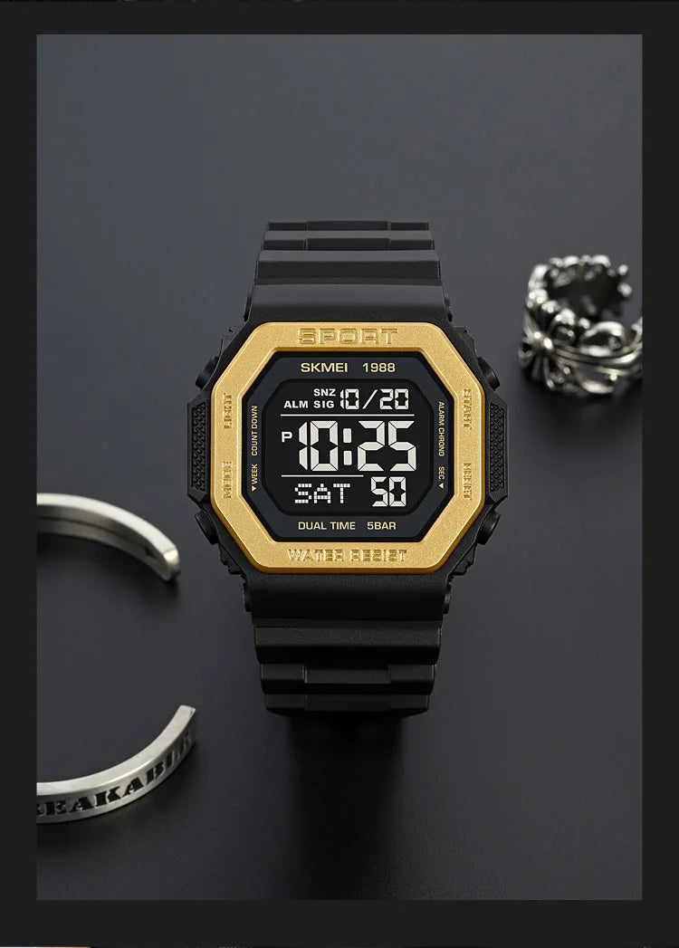 SKMEI 1988 Chrono Men Watch Luxury Brand Sport Watch Electronic Digital Male Wrist Clock Man 50M Waterproof Men's Watches 1988