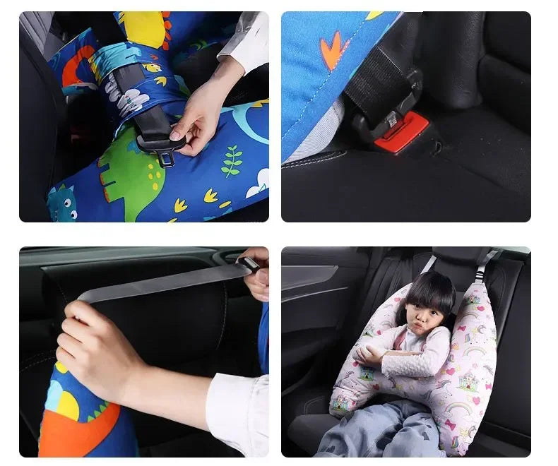 Cute Animal Pattern Kid Neck Head Support, U-Shape Children Travel Pillow Cushion for Car Seat, Safety Neck Pillow for Kids