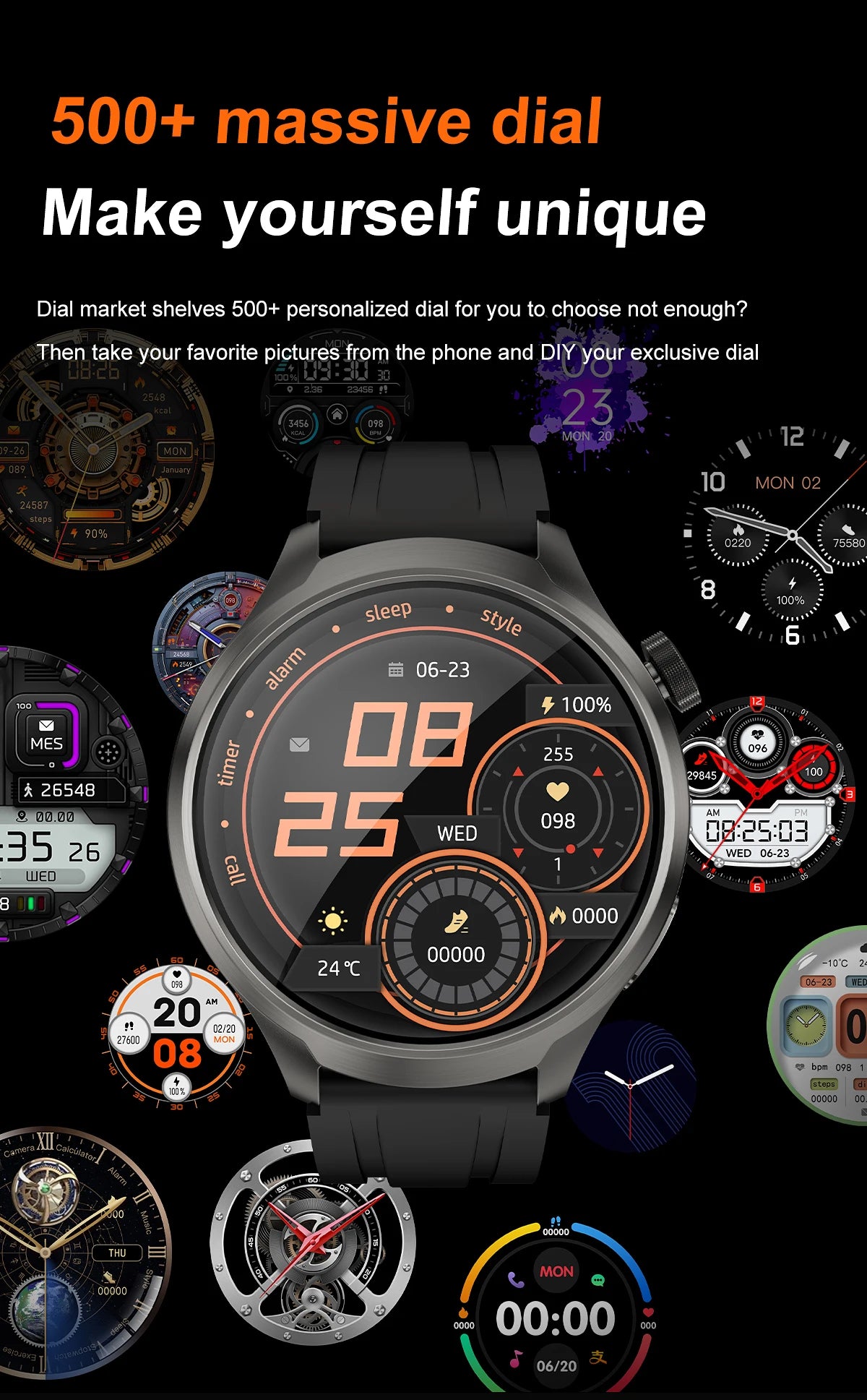 1.85-inch HD Sapphire Glass Smart Watch Men's GPS Movement Track NFC Bluetooth Call  Lingdong Island Health Detection Smartwatch