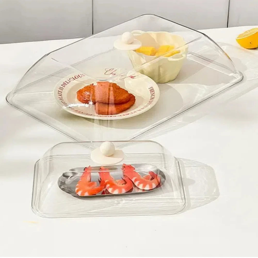 WORTHBUY Reusable Plastic Food Cover Clear Dustproof&Insect Food Fresh-keeping Cover Protective Lid Kitchen Storage Accessories