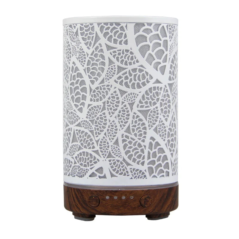 100ML Aroma Diffuser Ultrasonic Humidifier with 7 Color Light, 1H/2H Timer, Auto Shut-Off, Leaf Essential Oil Diffuser for Home