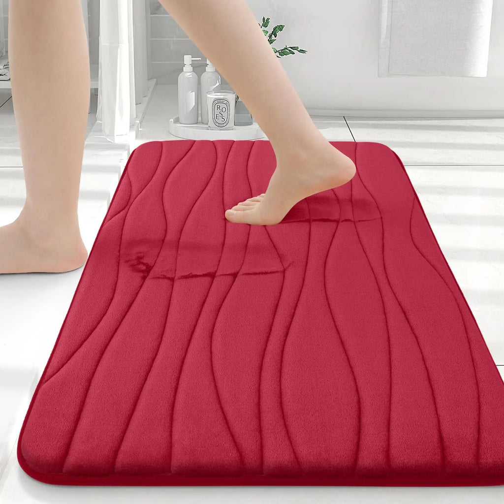 Olanly Memory Foam Mats For Bathroom Highly Absorbent Non-slip Bath Rugs Super Soft Comfort Carpet  Machine Washable Shower Mats