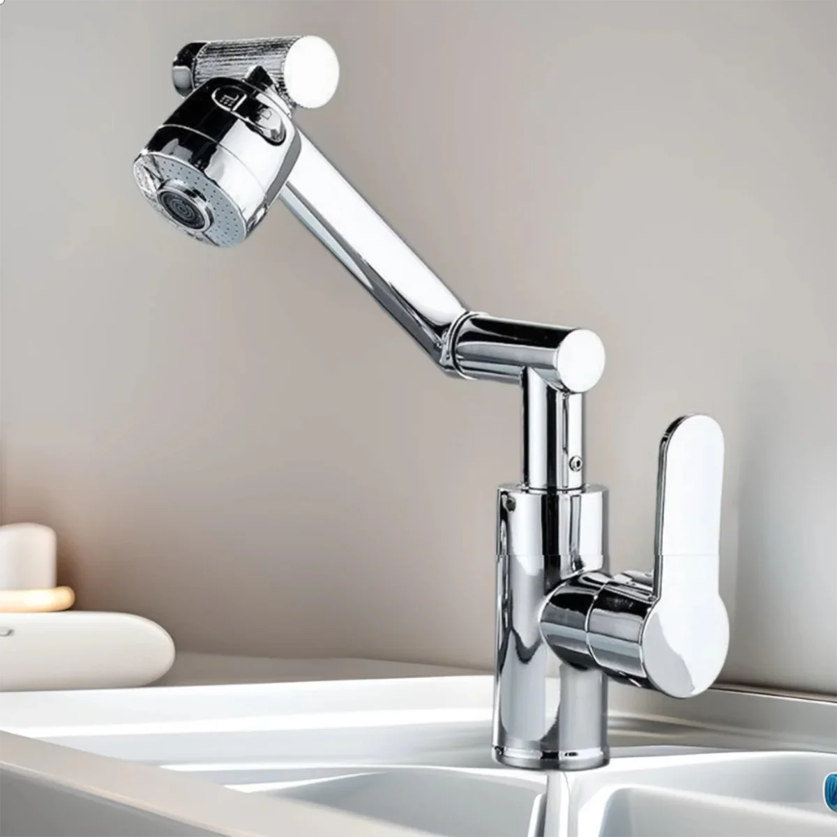 1080° Swivel Kitchen Sink Faucet Bathroom Sink Faucet Basin Faucet Multifunction Cold and Hot Water Tap