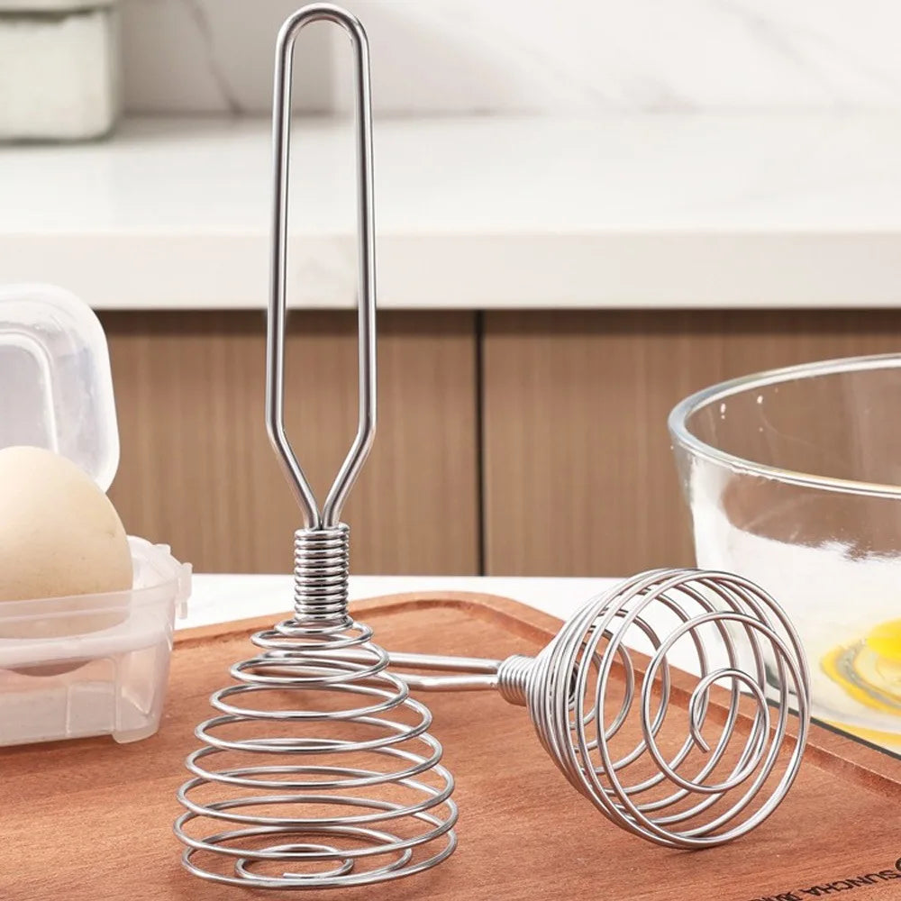 New Stainless Steel Manual Press Type Egg Beater Creative Honey Spoon Mixer Milk Jam Stirring Spoon Kitchen Baking Cooking Tools