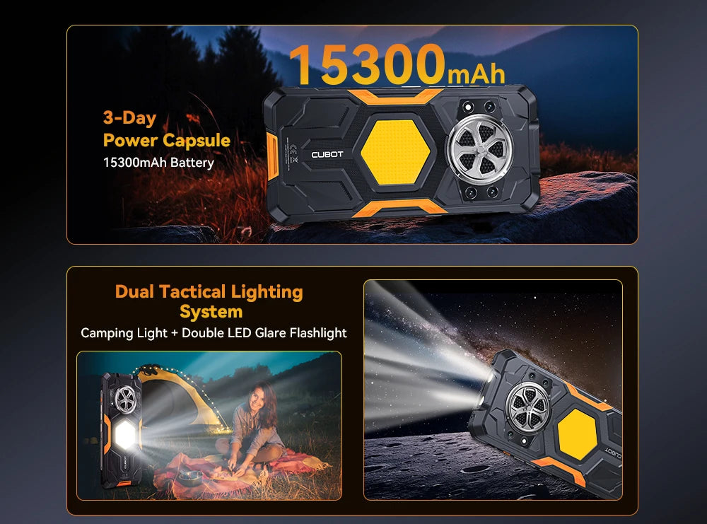 [Ship From UK] CUBOT KingKong Power 5 Android 15 Rugged Smartphone G100 16GB(6+10) 128GB 15300mAh 6.88" 120Hz 64MP Camping Light