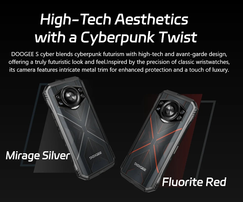 World Premiere DOOGEE S Cyber Rugged Phone 6.58" 90Hz IPS Screen 10800mAh Large Battery 8GB+256GB 50MP AI Main Camera Android 14