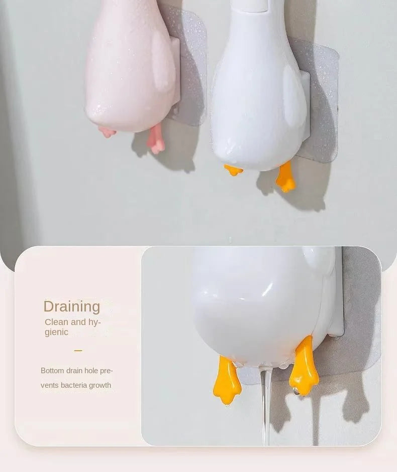 2-in-1 Cute Duck Shaped Double-head Design Cleaning Clip Dust Stain Removal Shovel - Bathroom Cleaner Tool With Drainage Hole