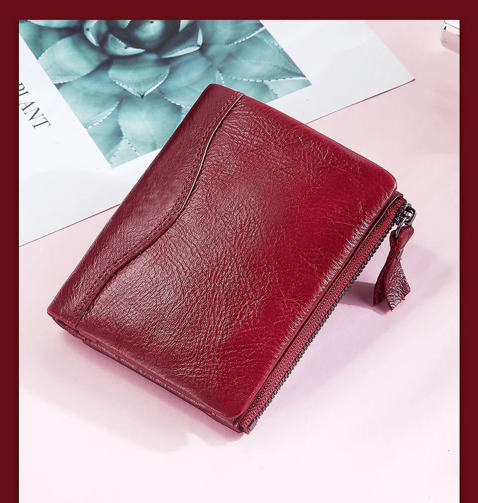 HUMERPAUL Short Wallet for Men Genuine Leather RFID Wallets with Card Holder Bifold Zip Coin Pocket Billetera Hombre Small
