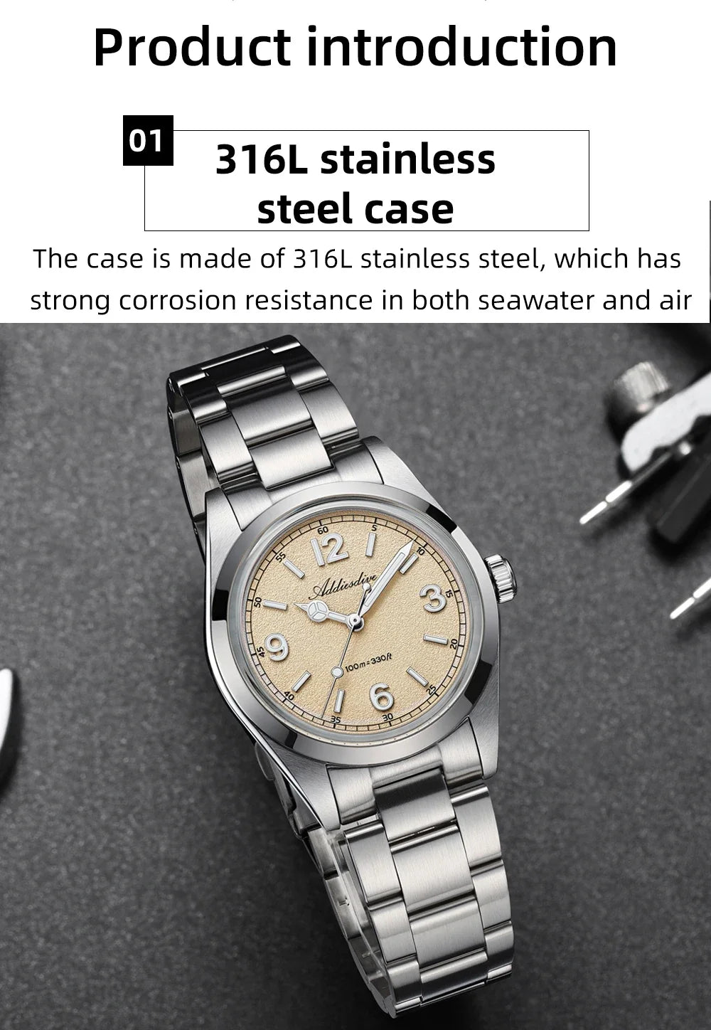ADDIESDIVE New VH31 Quartz Watches Bubble Glass Retro Elegant WristWatch BGW9/C3 Luminous Waterproof 10Bar Men's Watch AD2518