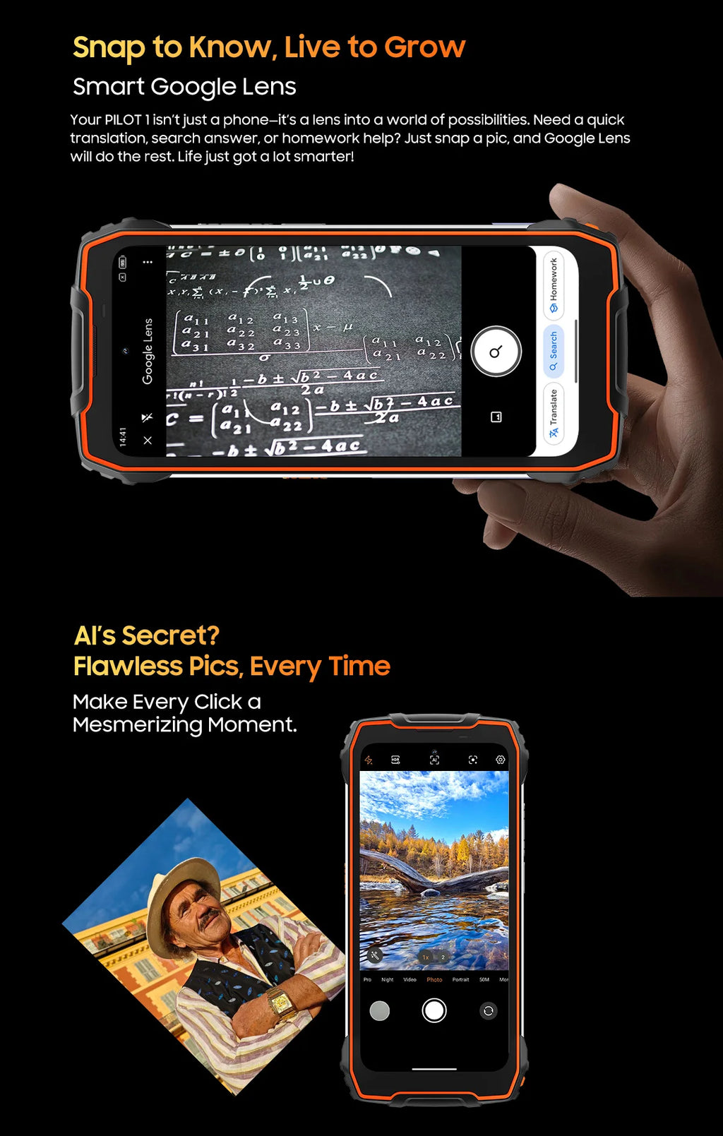 Blackview OSCAL PILOT 1 Rugged Phone 6.67" 90Hz IPS Display 6GB+256GB Android 14 Outdoor Smartphone with LED Flashlight GPS/NPC