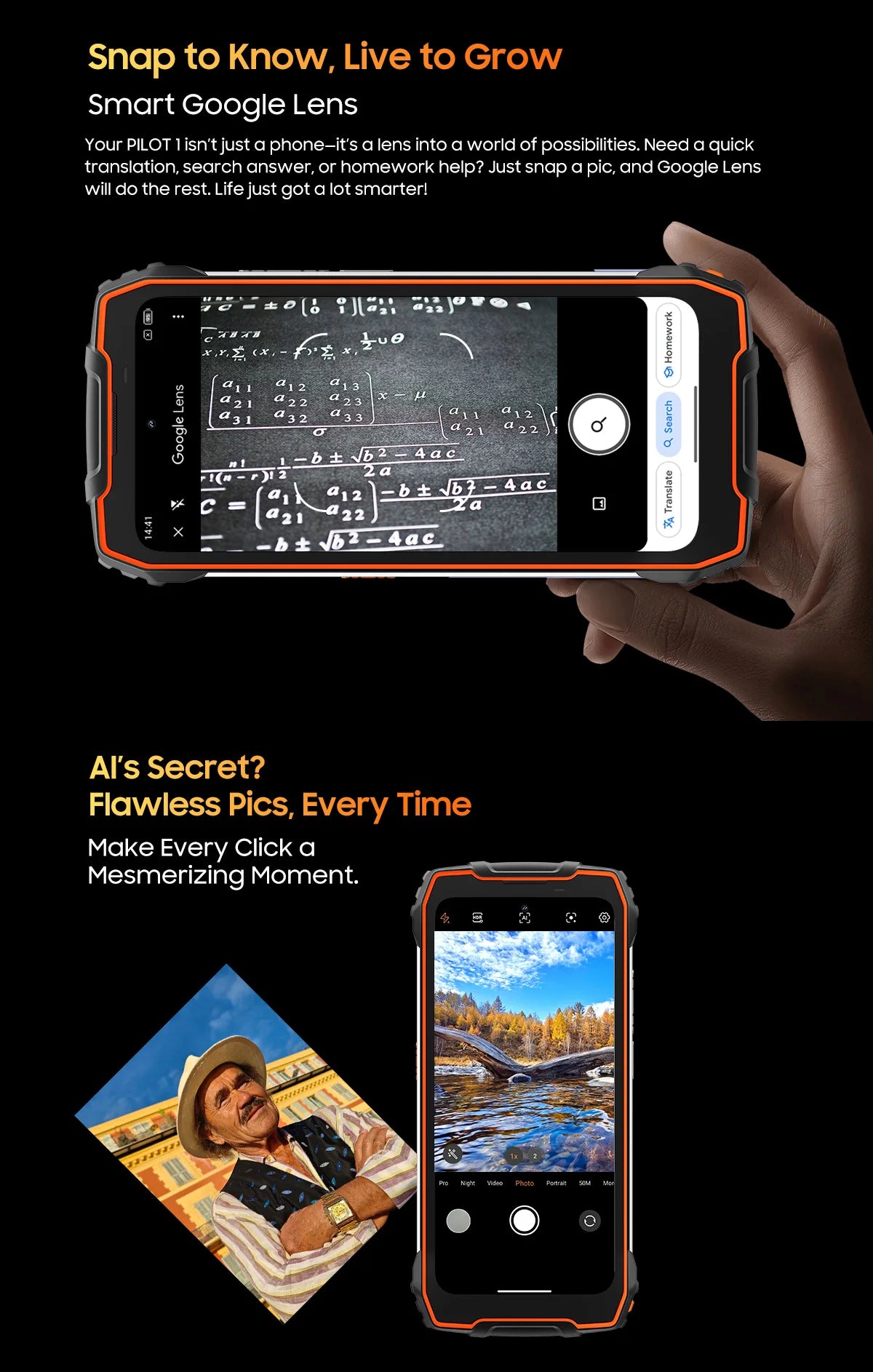 Blackview OSCAL PILOT 1 Rugged Phone 6.67" 90Hz IPS Display 6GB+256GB Android 14 Outdoor Smartphone with LED Flashlight GPS/NPC