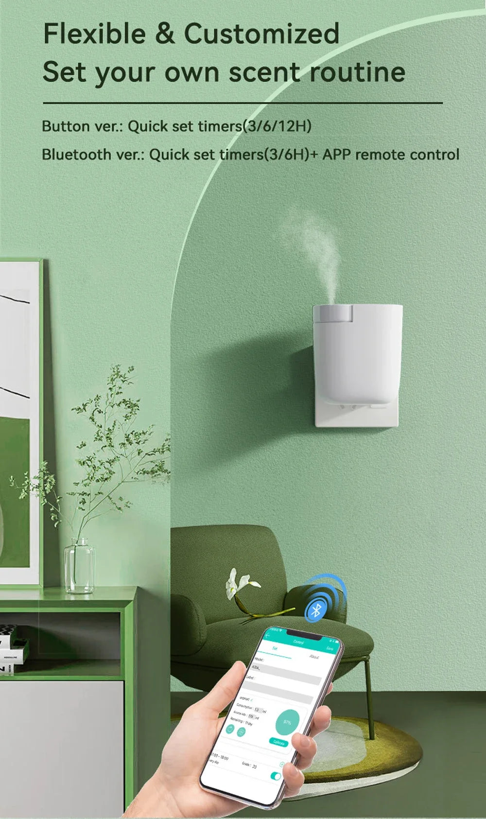 Plug in Wall Waterless Diffuser Room Fragrance Diffuser for Home Hotel Toilet Bathroom Wireless Portable Aromatherapy Diffuser