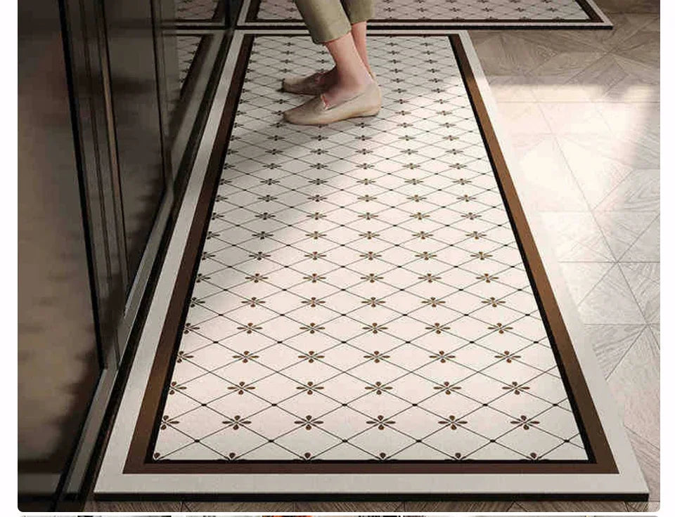 Kitchen Carpet Waterproof Oil-proof Floor Mat Pvc Leather Non-slip Foot Mats Long Strip Home Decoration Rug Alfombra De Cocina