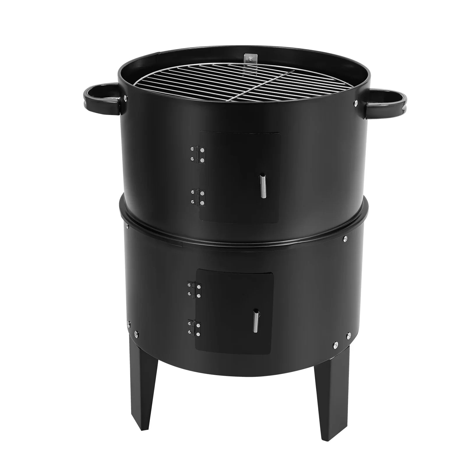 84cm Barrel Style Charcoal BBQ Smoker Grill, Built-in Thermometer Outdoor Smoking Oven, Ideal for Grilling Meat,Chicken Wings
