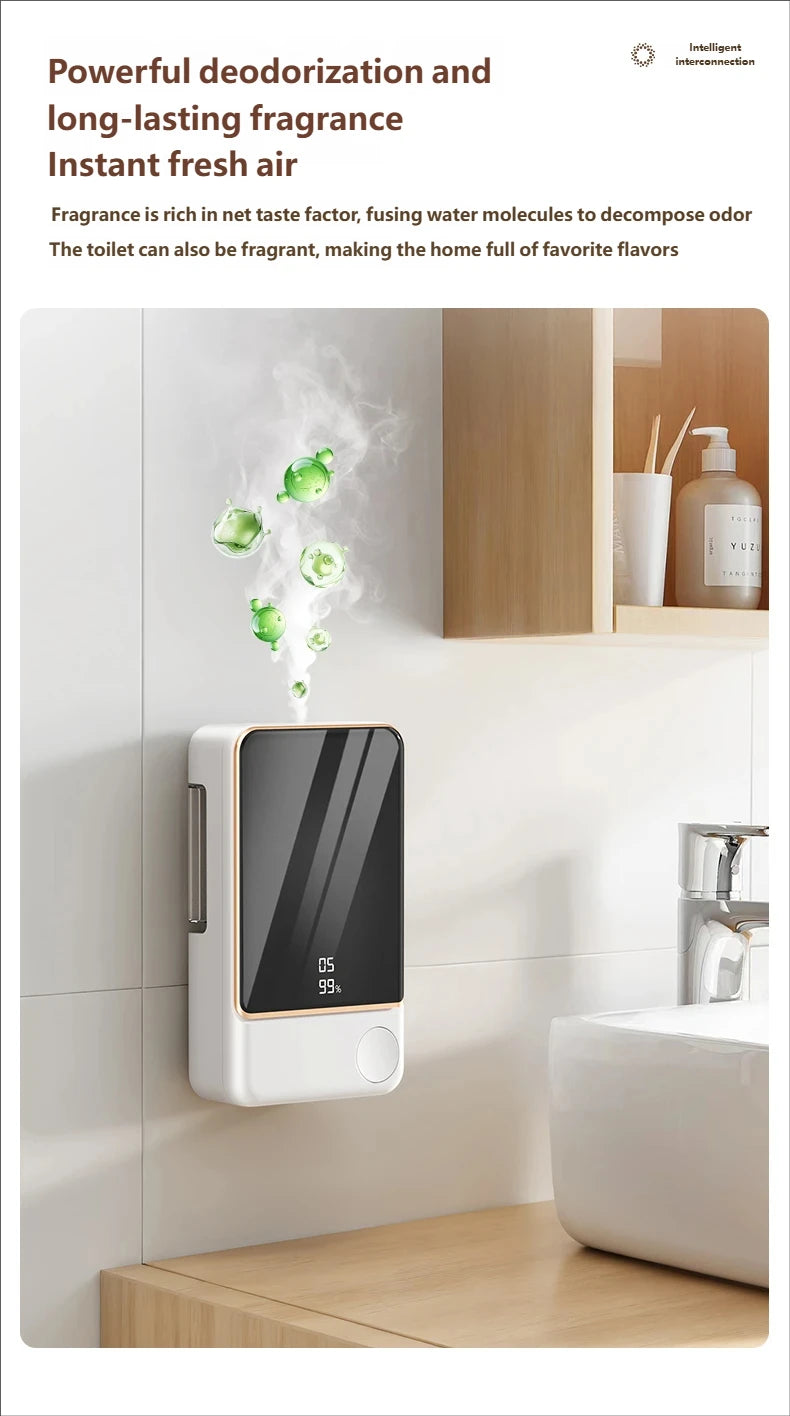 Smart Aroma Diffuser Air Purifier 5 Gears Digital Display for Plant Essential Oils Wall Mount Tabletop USB Charging Living Room