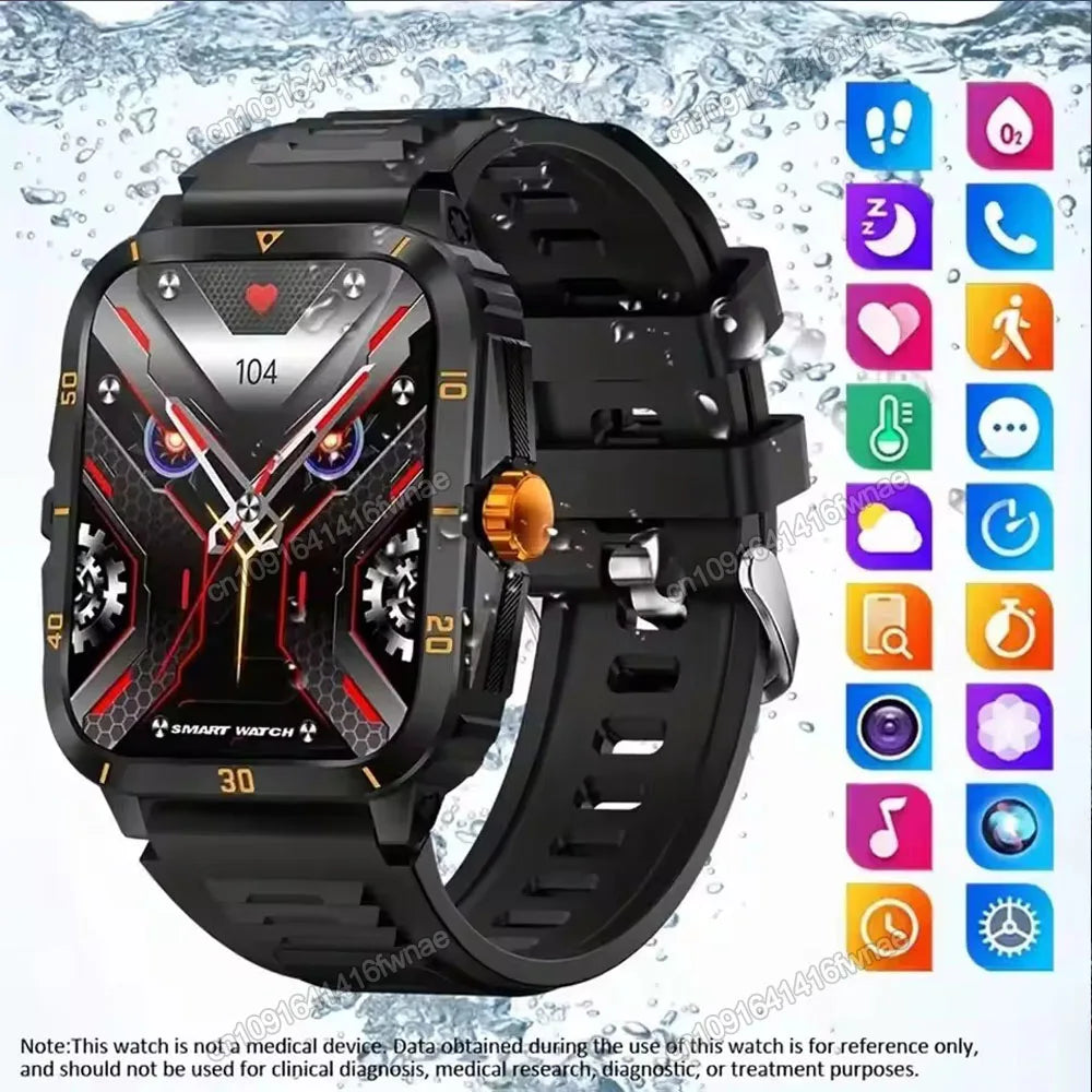 2025 Sport Smart Watch For Men 1.96'' Screen Blood Oxygen Bluetooth Call Watch 100+Sport Waterproof Smartwatch Man Reloj Hombre