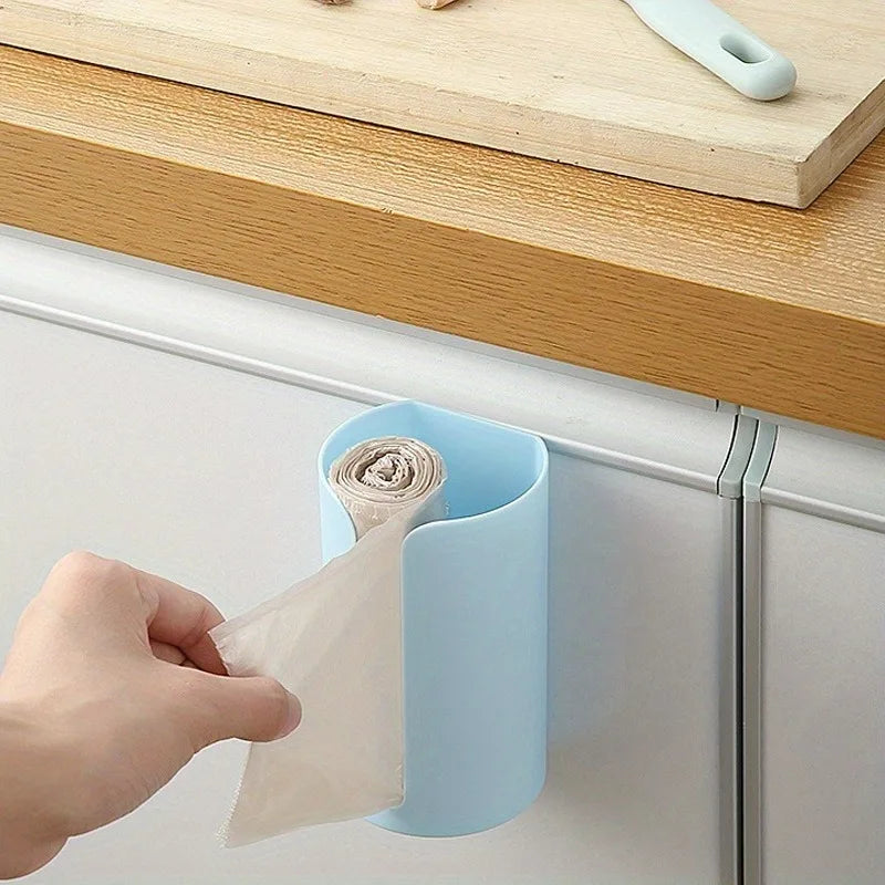 1pc Contemporary Wall-Mounted Plastic Bag Dispenser, Kitchen Garbage Bag Storage Basket, Convenient Pull-Out Organizer for Trash