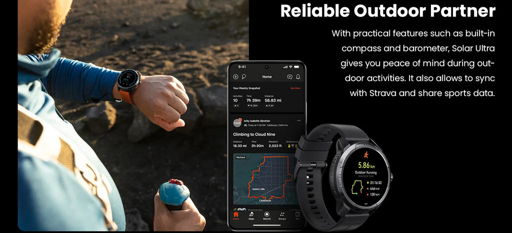 HAYLOU Solar Ultra GPS Smart Watch 1.6” AMOLED Display 60Hz Refresh Rate Bluetooth Calls 5ATM Water Resistance Sports Smartwatc